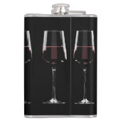 Wijnglazen met rode wijn op zwart heupfles (Achterkant)