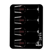 Wijnglazen met rode wijn op zwart magneet (Verticaal)