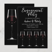 Wijnglazen met rode wijn op zwarte uitnodiging (Voorkant / Achterkant)