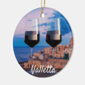 Wijnglazen met uitzicht zonsondergang boven Vallet Keramisch Ornament (Links)