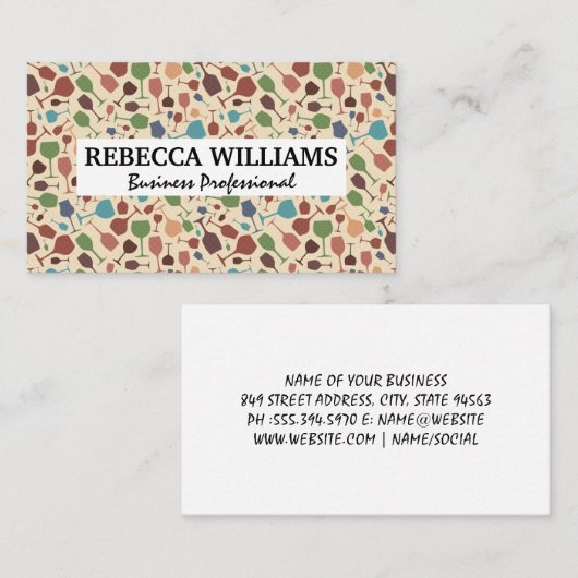 Wijnglazen patroon | Winnerij Visitekaartje (Voorkant / Achterkant)