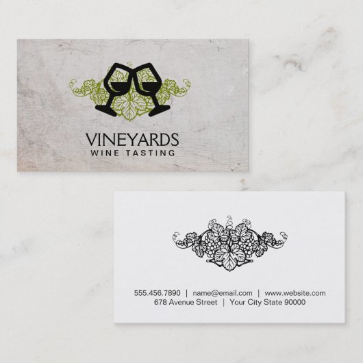 Wijnglazen Toast | Druiven en Wijnstok Visitekaartje (Voorkant / Achterkant)
