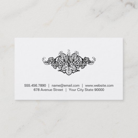 Wijnglazen Toast | Druiven en Wijnstok Visitekaartje (Achterkant)