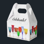 Wijnglazen "Vier!" Cadeaudoos Bedankdoosjes<br><div class="desc">Heldere kleuren,  witte roos achtergrond</div>