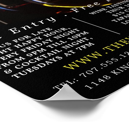 Wijnglazen, Wijnbar/Wijnmakerij Adverteren Poster (Hoek)