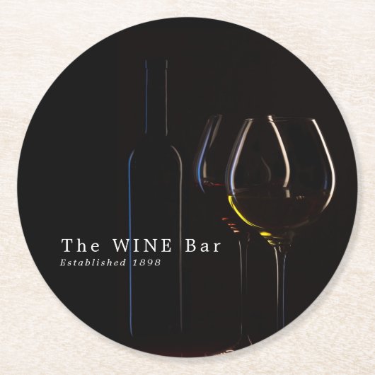 Wijnglazen, wijnstang/wijnmoer ronde kartonnen onderzetter (Voorkant)