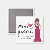 Wijngodin "Alles geneest met wijn" Magneet (Voorkant / Achterkant)