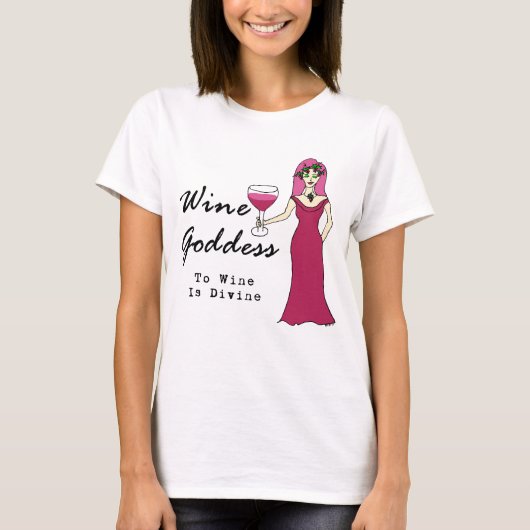 Wijngodin "Wine is goddelijk" T-shirt (Voorkant)