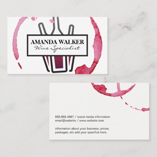 Wijngordel en -flessen visitekaartje (Voorkant / Achterkant)