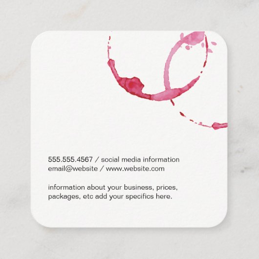 Wijngordel (zwart/wit) vierkante visitekaartje (Achterkant)