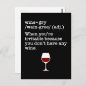 Wijngry Funny Wine Lover Definition Briefkaart (Voorkant / Achterkant)