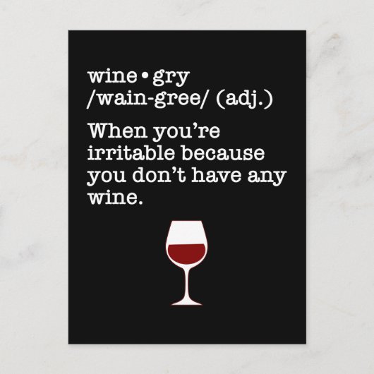 Wijngry Funny Wine Lover Definition Briefkaart (Voorkant)
