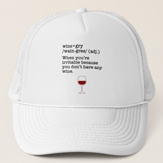 Wijngry Funny Wine Lover Definition Trucker Pet (Voorkant)