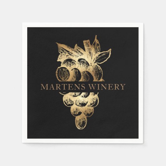 Wijnhandel Wijnmakerij Elegante Gouden Druiven Servet (Voorkant)