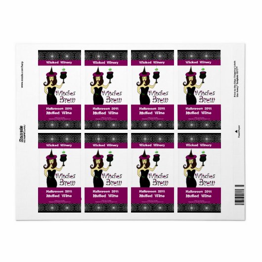 Wijnheks "Heksen Brew" Halloween Wijn Etiketten (Full Sheet)