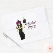 Wijnheks "heksen brouwen" Halloween wijn Vierkante Sticker (Envelop)