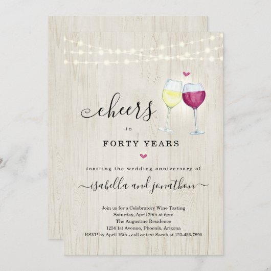 Wijnjubileumfeest Uitnodiging (Voorkant / Achterkant)