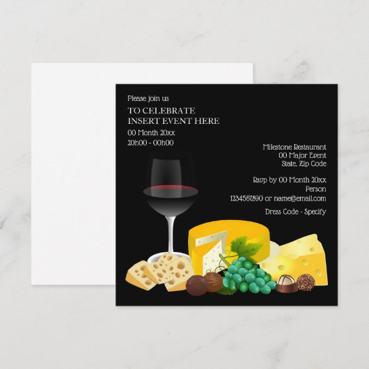 Wijnkaas-cocktail chocoladepartjes eten kaart (Voorkant / Achterkant)