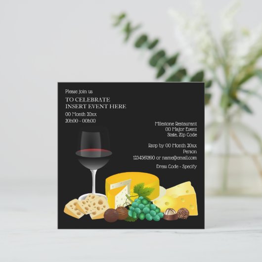 Wijnkaas-cocktail chocoladepartjes eten kaart (Staand voorkant)