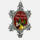 Wijnkaas Keuken Scène Tin Sneeuwvlok Ornament (Links)