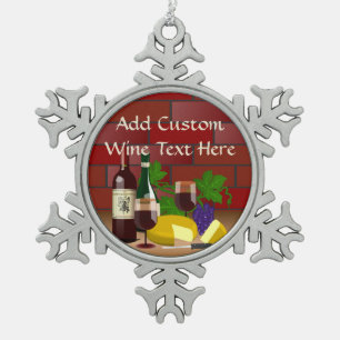 Wijnkaas Keuken Scène Tin Sneeuwvlok Ornament