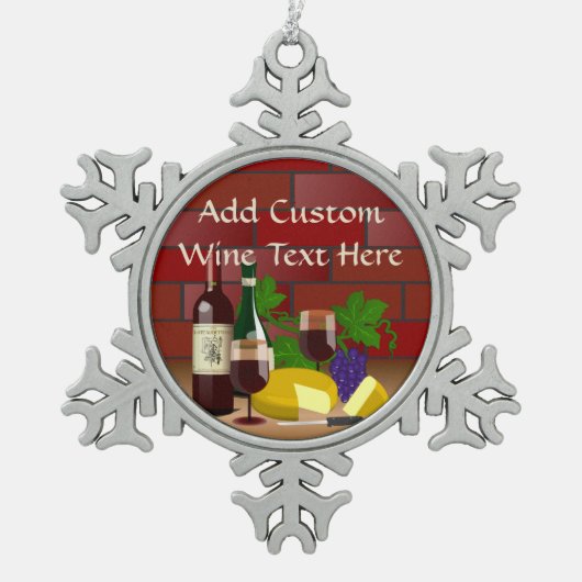 Wijnkaas Keuken Scène Tin Sneeuwvlok Ornament (Voorkant)