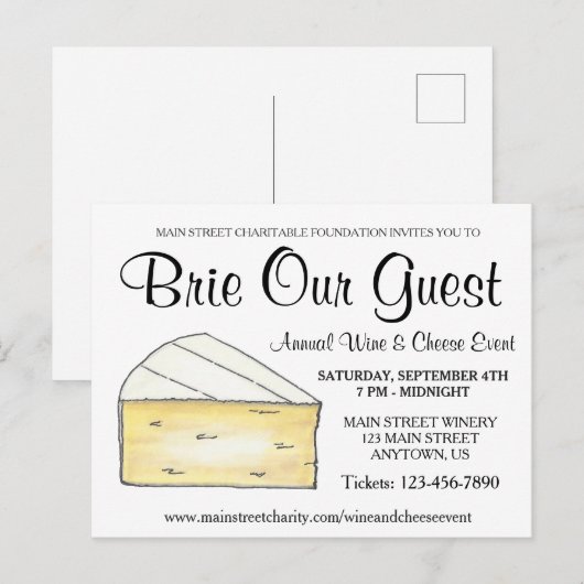 Wijnkaas met een cocktail-cocktail die onze gast k uitnodiging briefkaart (Voorkant / Achterkant)