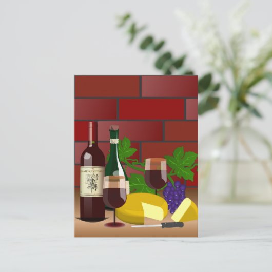 Wijnkaas tafelscheen briefkaart (Staand voorkant)