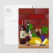 Wijnkaas tafelscheen briefkaart (Voorkant / Achterkant)