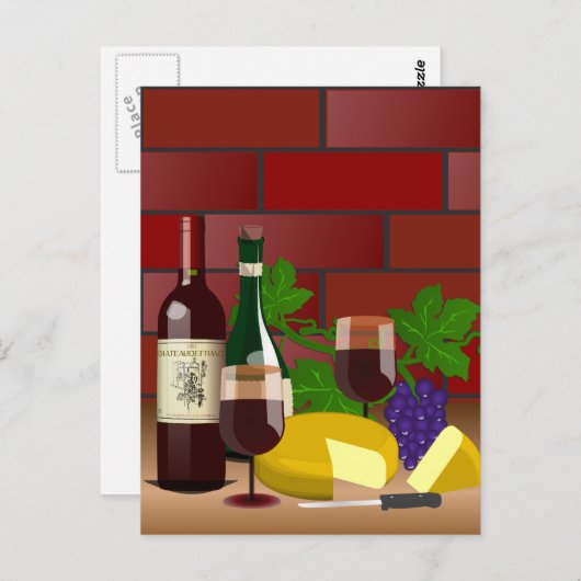 Wijnkaas tafelscheen briefkaart (Voorkant / Achterkant)