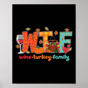 Wijnkalkoen Familie Grappig Thanksgiving-diner Dra Poster