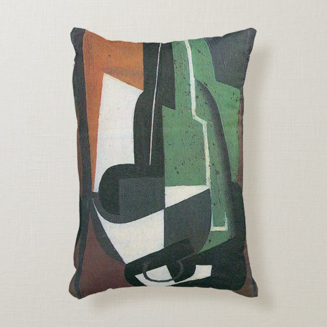 Wijnkarafelfles door Juan Gris,  Cubisme Decoratief Kussen (Voorkant(Verticaal))