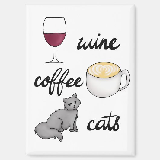 Wijnkatten Funny Cute Cartoon Magneet (Voorkant)