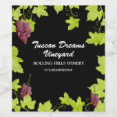 *~* Wijnkelder Druif AR21 Cluster Wijngaard Wijn Etiket (Enkel label)