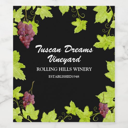 *~* Wijnkelder Druif AR21 Cluster Wijngaard Wijn Etiket (Enkel label)