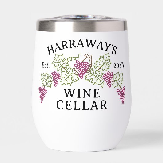 Wijnkelder gepersonaliseerde naam | Druiven en bla (Voorkant)