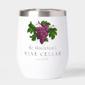 Wijnkelder gepersonaliseerde naam met druiven (Achterkant)