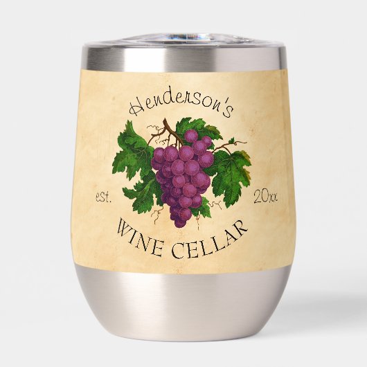 Wijnkelder met Druiven Gepersonaliseerde Naam  (Voorkant)