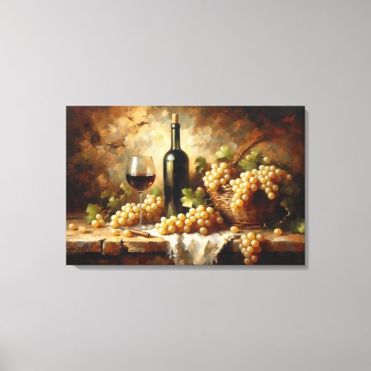 Wijnkelder Wijnmakerij Druiven Stilleven Canvas Afdruk (Voorkant)