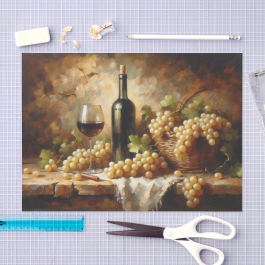 wijnkelder wijnmakerij druiven stilleven decoupage tissuepapier (Craft)