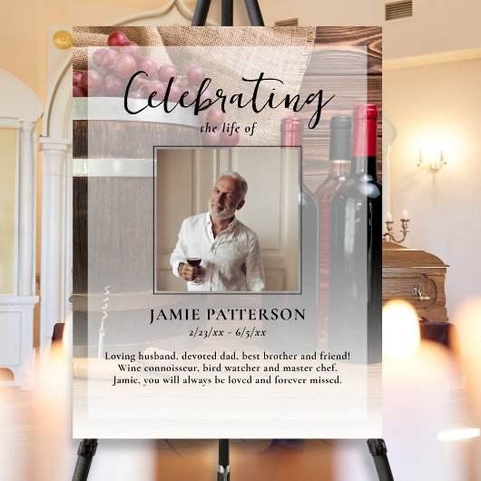 Wijnkenner viering van het leven foto rouwdienst poster