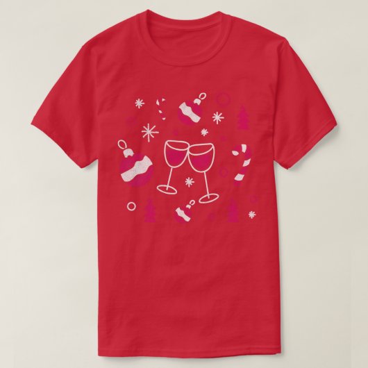 Wijnkerst Drink Feest Xmas Vakantie Feest F T-shirt (Design voorkant)
