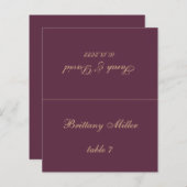 Wijnkleur bruiloft huiskaart - Gedrukte gastnaam (Voorkant / Achterkant)