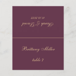 Wijnkleur bruiloft huiskaart - Gedrukte gastnaam