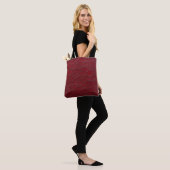Wijnkleur gebarsten lederen look tote bag (Op model)