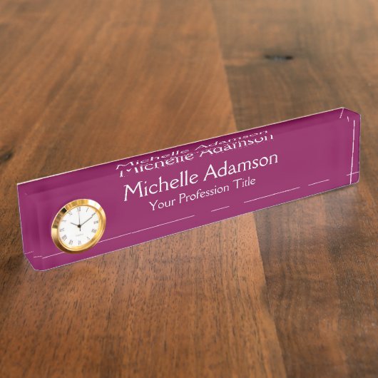 Wijnkleur Professional Plain Modern Naambordje (Zijkant)