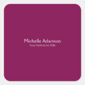 Wijnkleur Professional Plain Modern Vierkante Sticker (Voorkant)