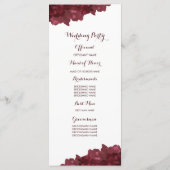 Wijnkleurig Bloemen Trouwprogramma Programmakaart (Achterkant)