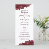 Wijnkleurig Bloemen Trouwprogramma Programmakaart (Staand voorkant)