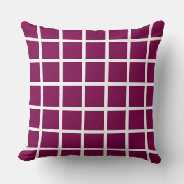 Wijnkleurig vierkant patroon met witte randen kussen